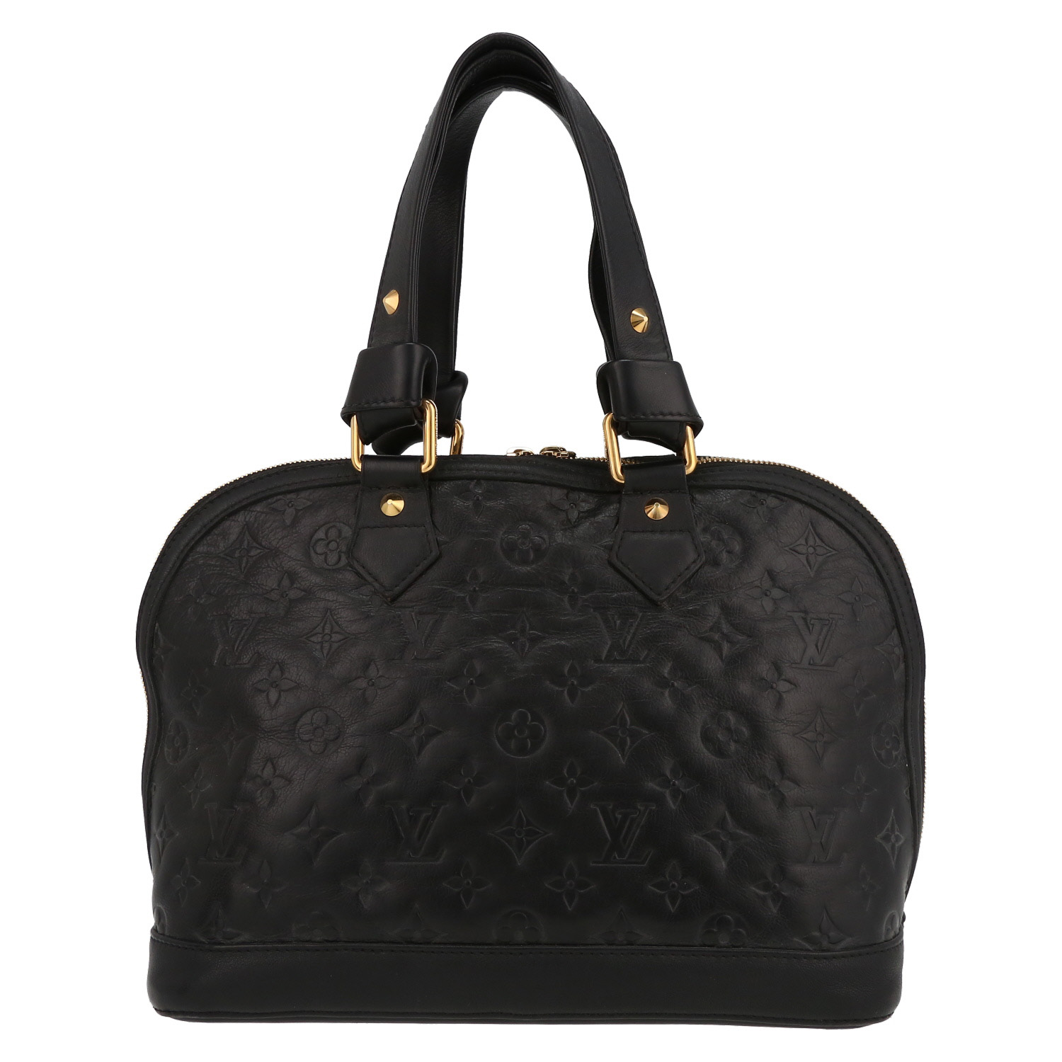 Louis Vuitton  Mon Double Jeu Néo Alma handbag  in black monogram leather  and bronze canvas - Detail D7