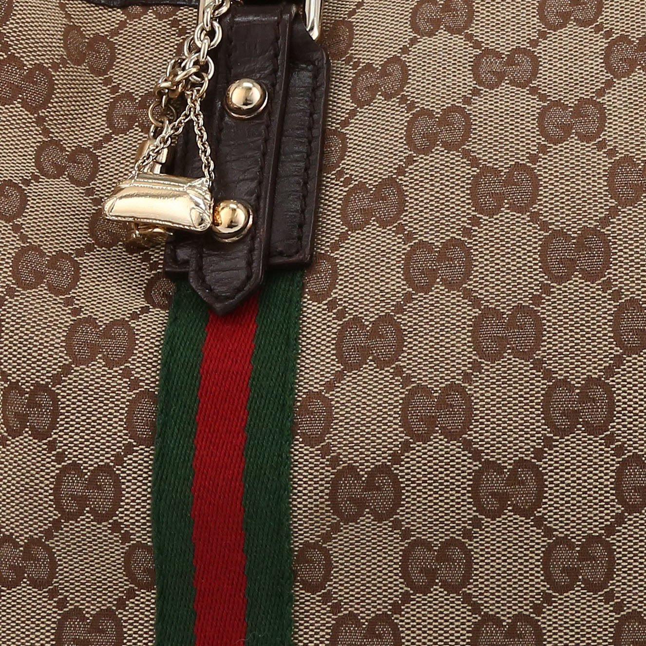 Bolso Cabás Gucci   en lona Monogram beige y cuero marrón - Detail D1