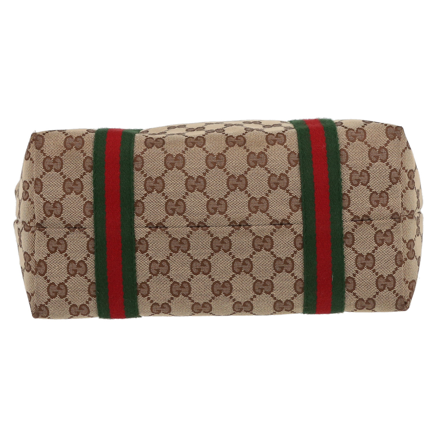 Shopping bag Gucci   in tela monogram beige e pelle marrone - Detail D4