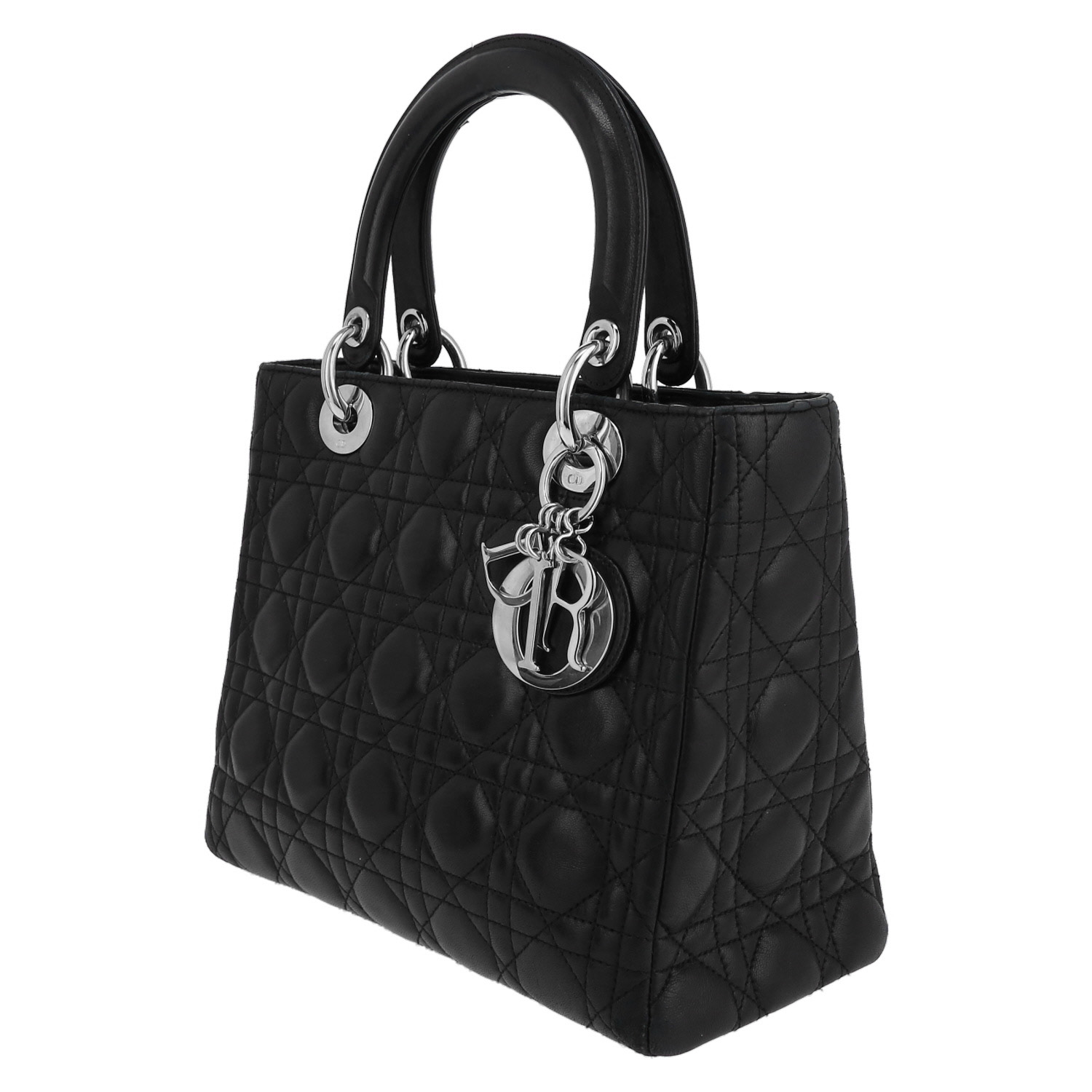 Bolso de mano Dior  Lady Dior en cuero cannage negro - Detail D3