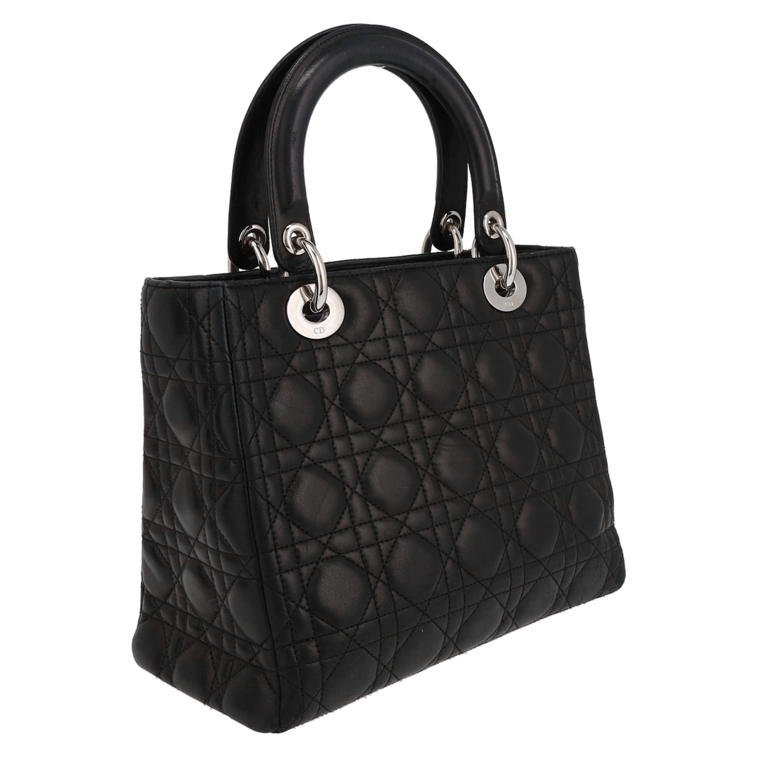 Bolso de mano Dior  Lady Dior en cuero cannage negro - Detail D6