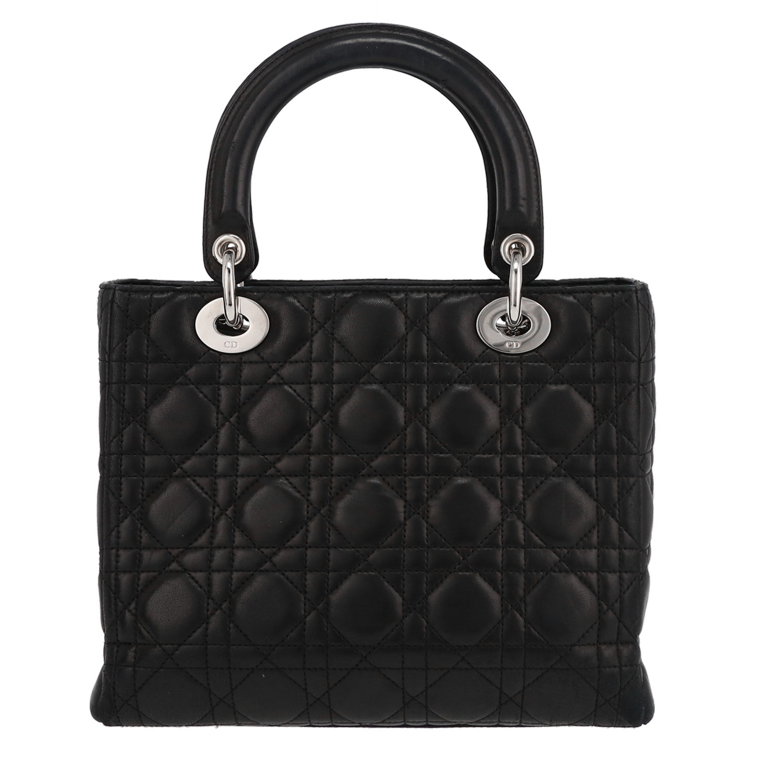 Dior  Lady Dior handbag  in black leather cannage - Detail D7
