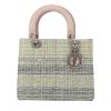 Dior  Lady Dior handbag  in green and silver canvas  and pink leather - 360 thumbnail