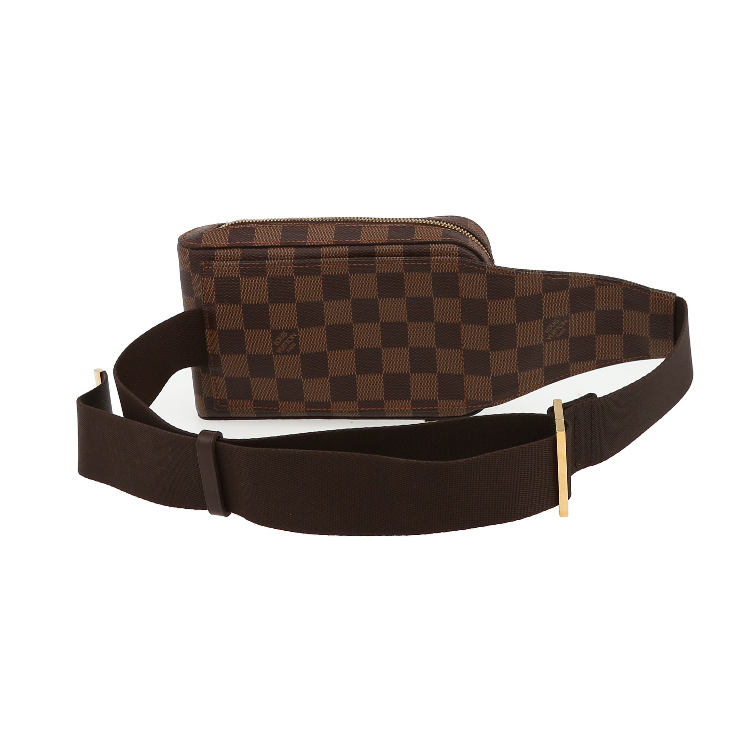 Louis Vuitton  Geronimos pouch  in ebene damier canvas  and brown leather - Detail D7