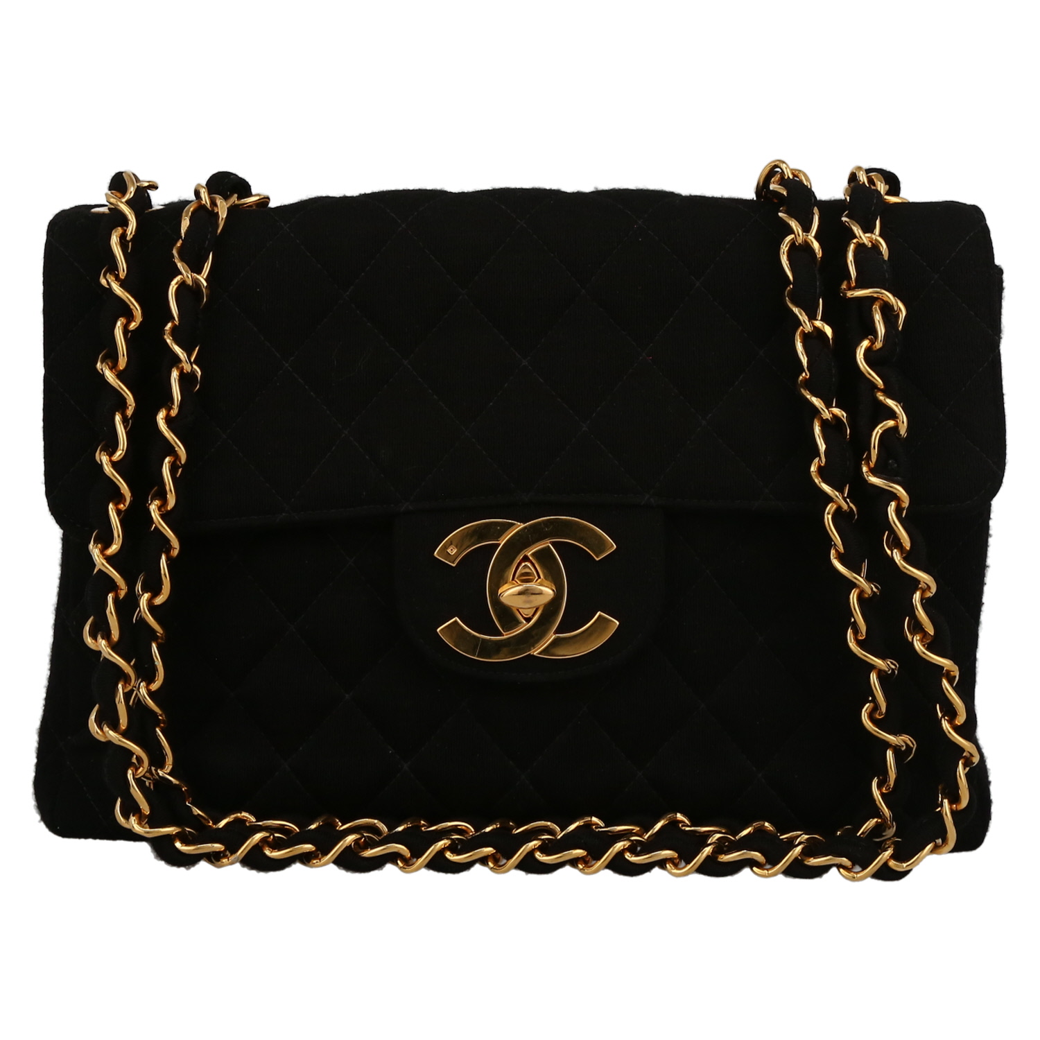 Chanel  Timeless Jumbo handbag  in black canvas - Detail D2