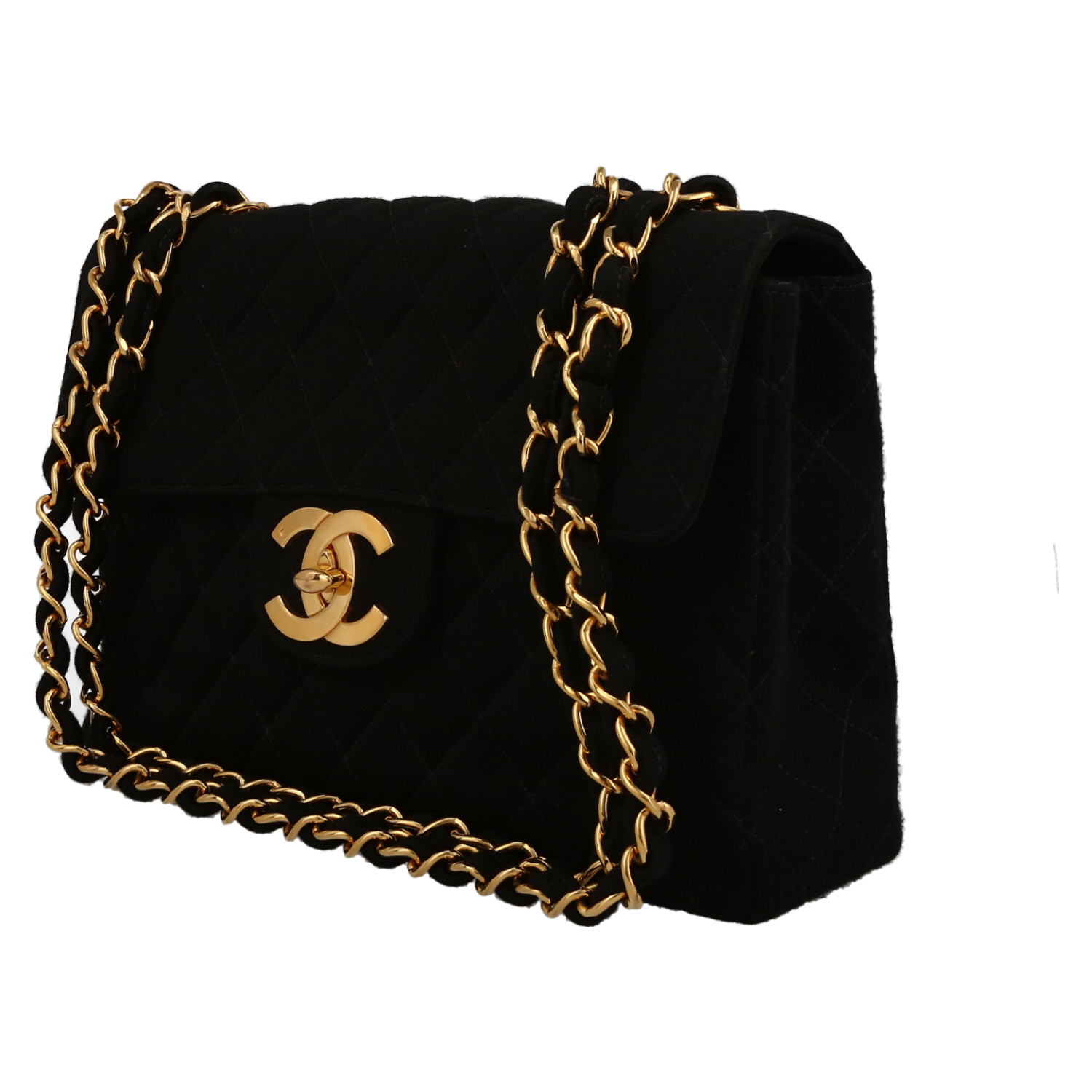 Chanel  Timeless Jumbo handbag  in black canvas - Detail D3