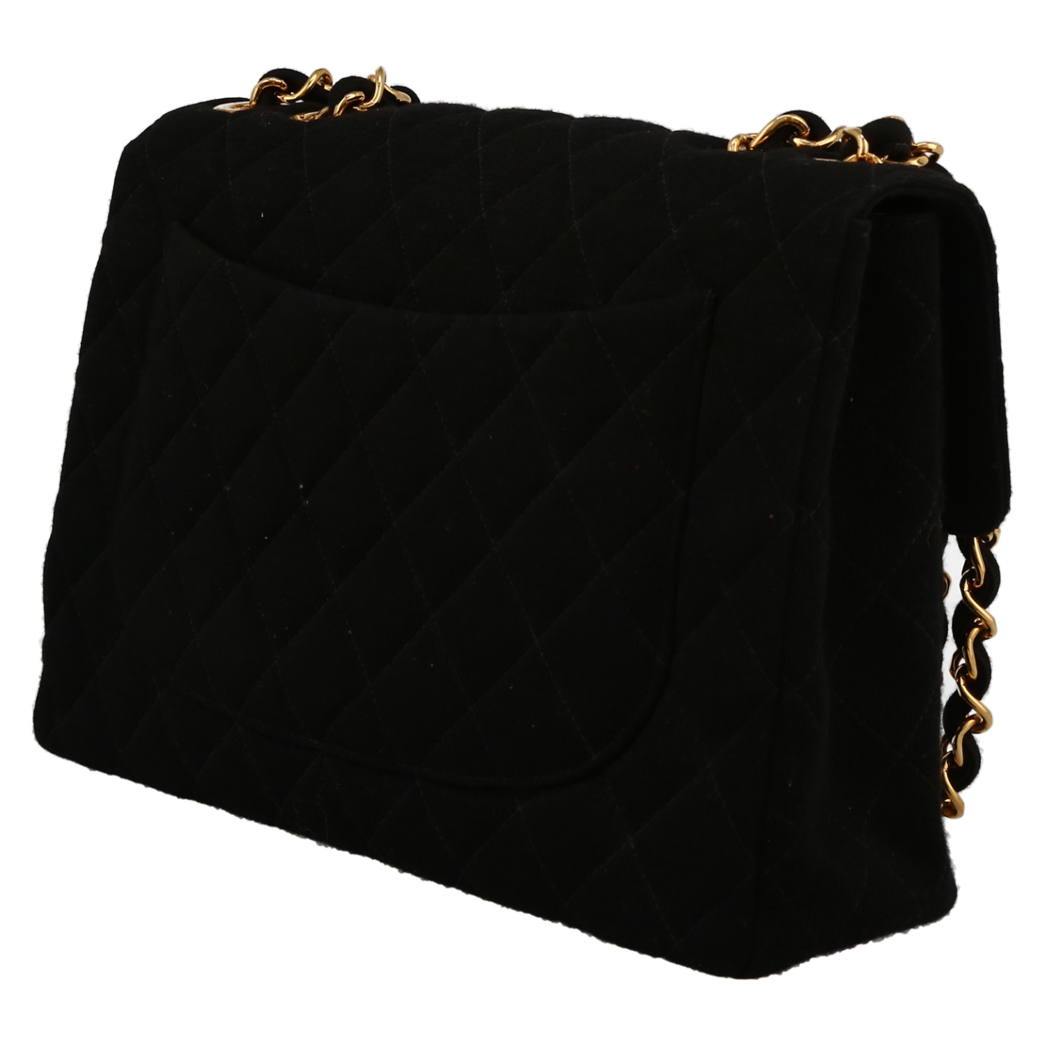 Chanel  Timeless Jumbo handbag  in black canvas - Detail D5