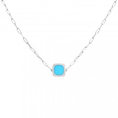 Collar Dinh Van Impressions de oro blanco y turquesa