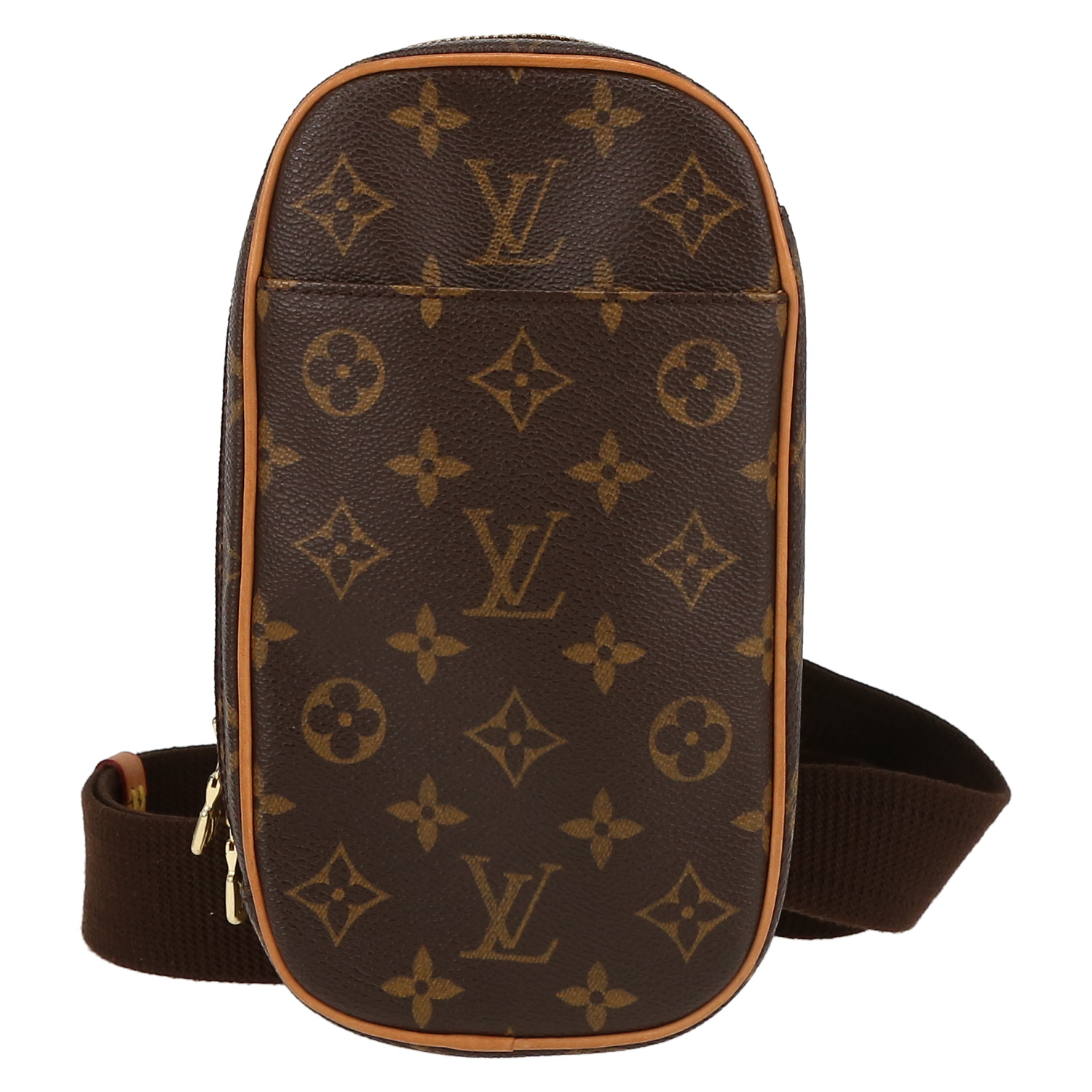 Louis Vuitton  Gange shoulder bag  in brown monogram canvas  and natural leather - Detail D2