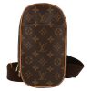 Louis Vuitton  Gange shoulder bag  in brown monogram canvas  and natural leather - Detail D2 thumbnail