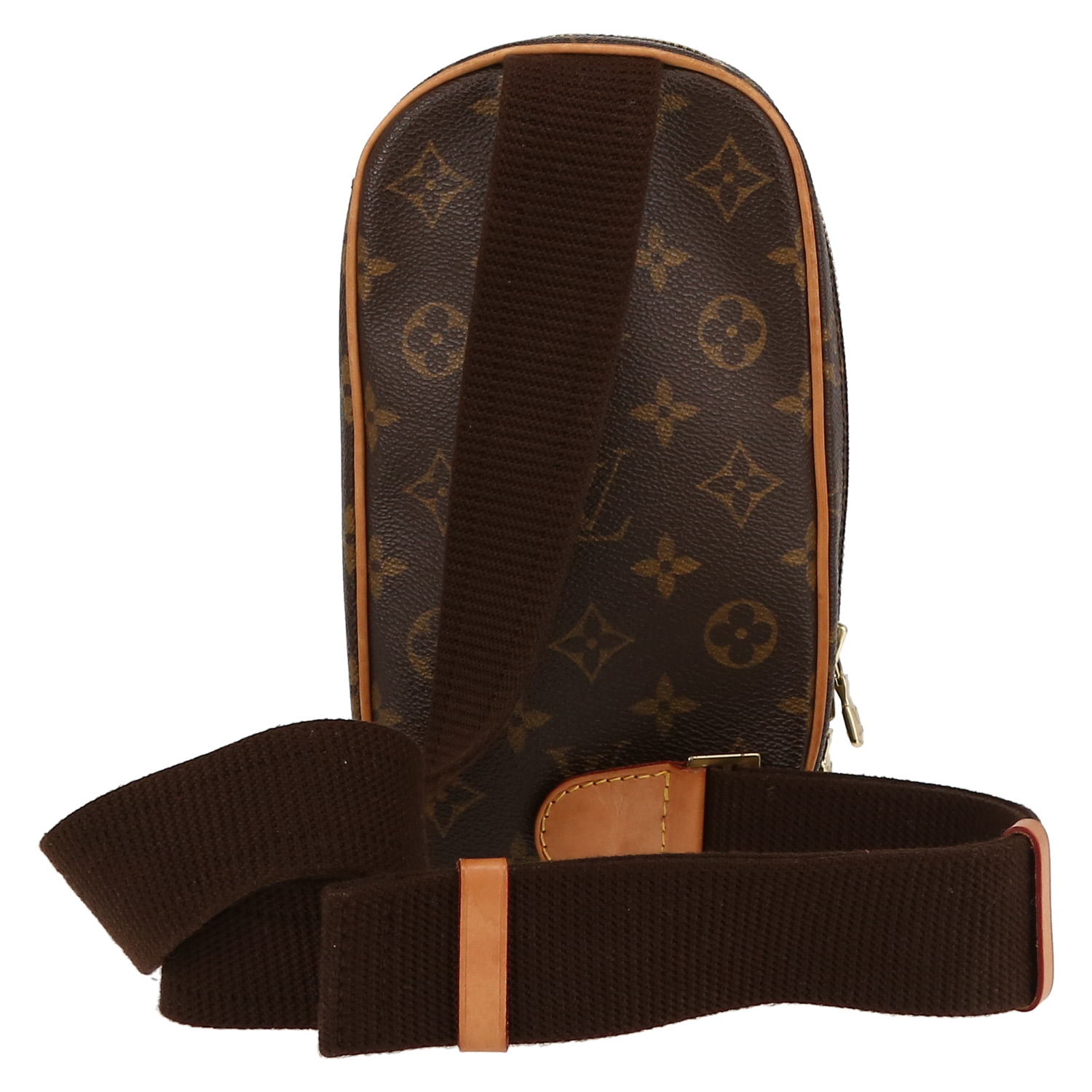 Borsa a tracolla Louis Vuitton  Gange in tela monogram marrone e pelle naturale - Detail D7