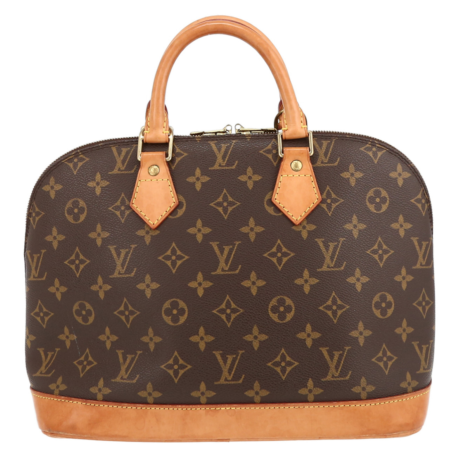Louis Vuitton  Alma handbag  in brown monogram canvas  and natural leather - Detail D2