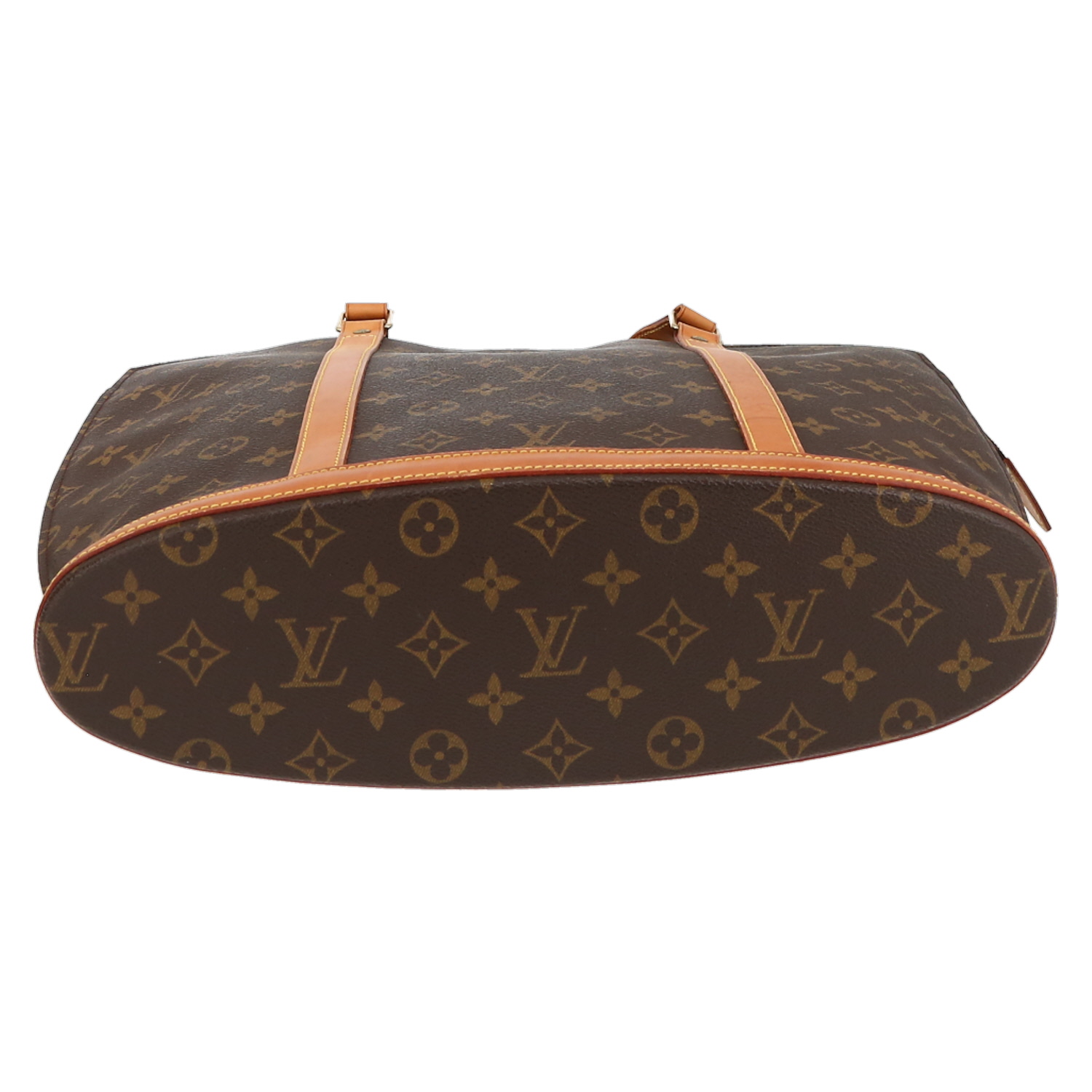 Shopping bag Louis Vuitton  Babylone in tela monogram marrone e pelle naturale - Detail D4