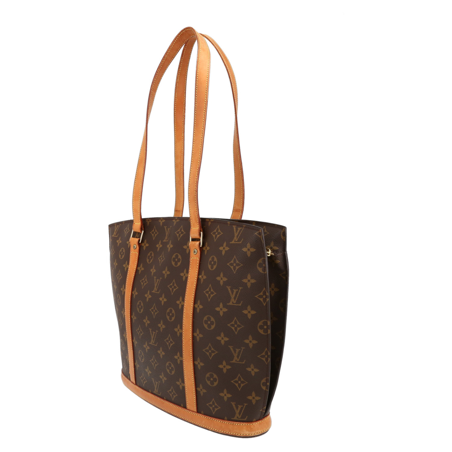 Louis Vuitton  Babylone shopping bag  in brown monogram canvas  and natural leather - Detail D5