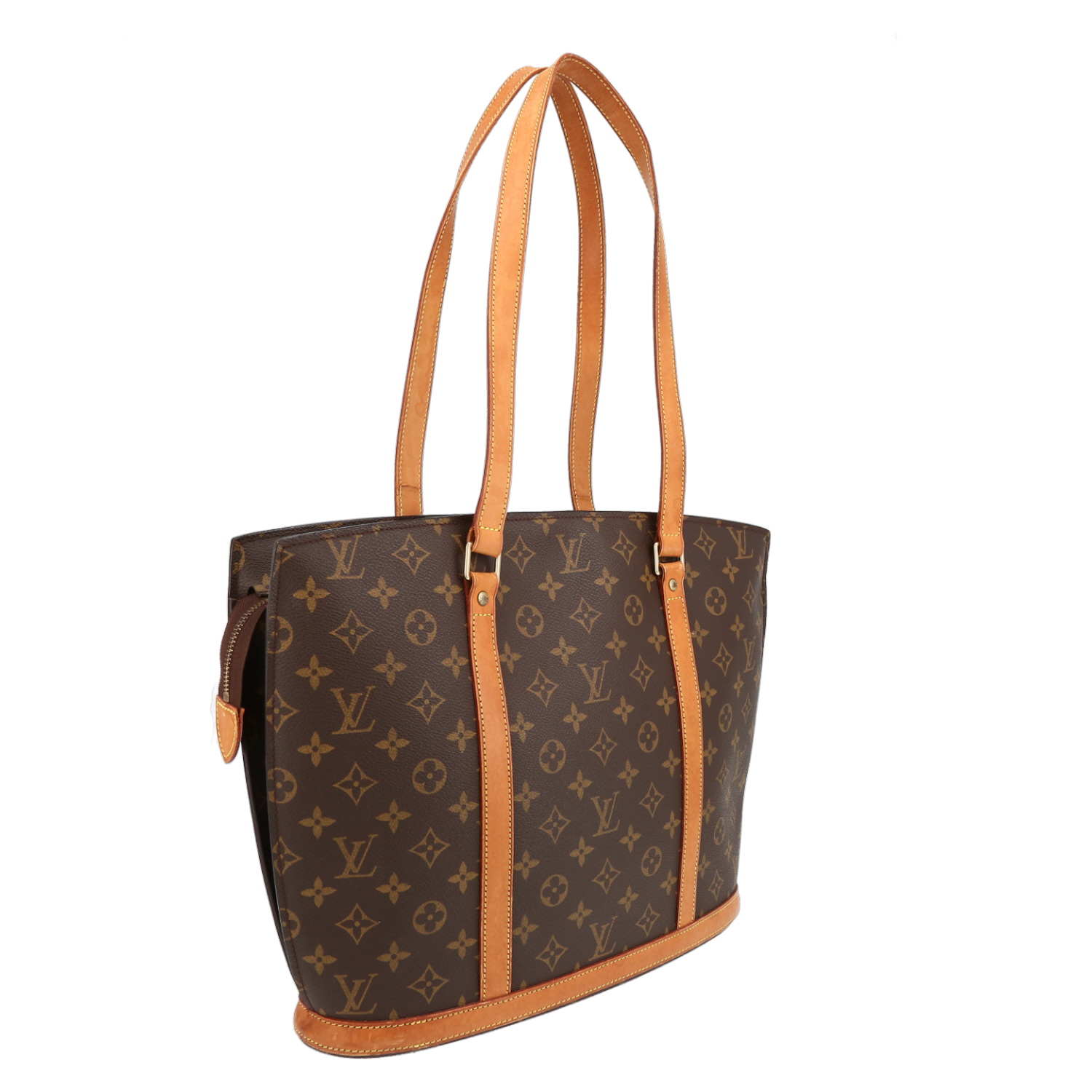 Louis Vuitton  Babylone shopping bag  in brown monogram canvas  and natural leather - Detail D6