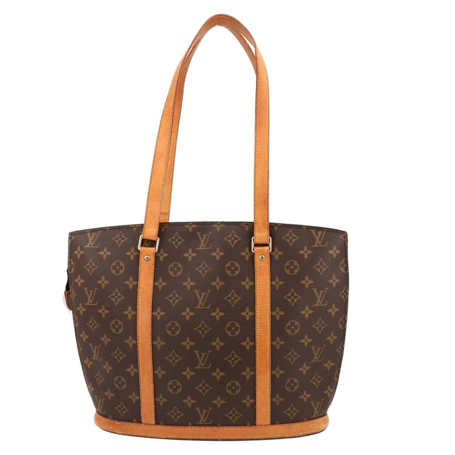 Louis Vuitton  Babylone shopping bag  in brown monogram canvas  and natural leather - Detail D7