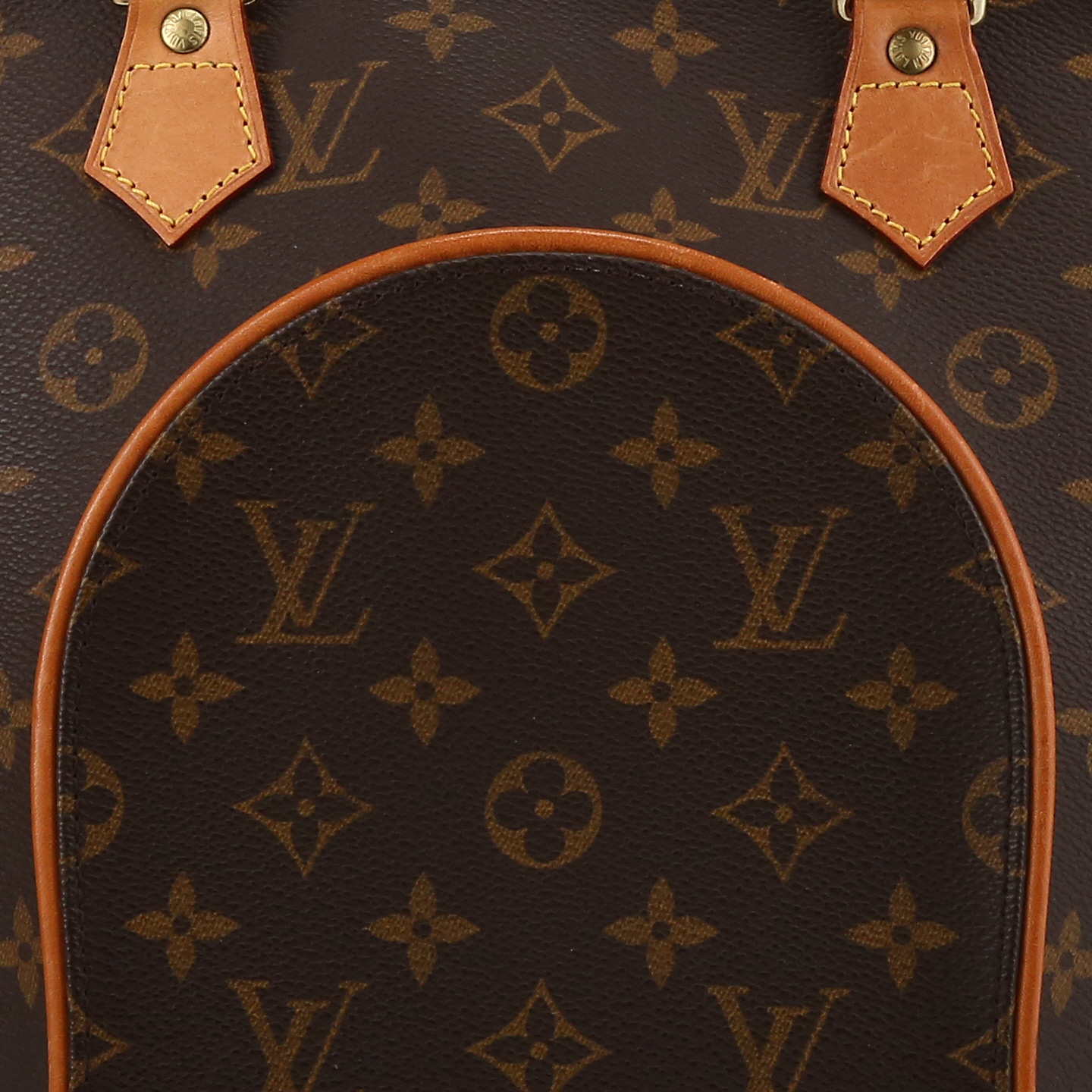 Bolso de mano Louis Vuitton  Ellipse modelo grande  en lona Monogram marrón y cuero natural - Detail D1