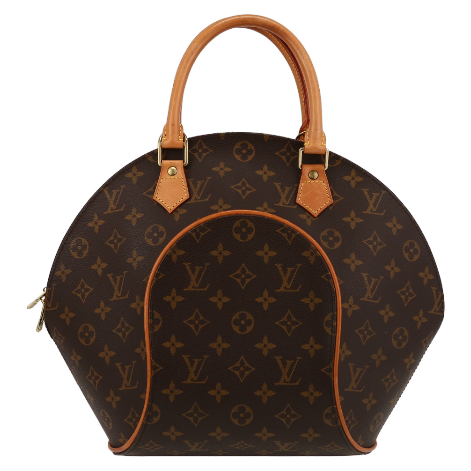 Sac à main Louis Vuitton  Ellipse grand modèle  en toile monogram marron et cuir naturel - Detail D2