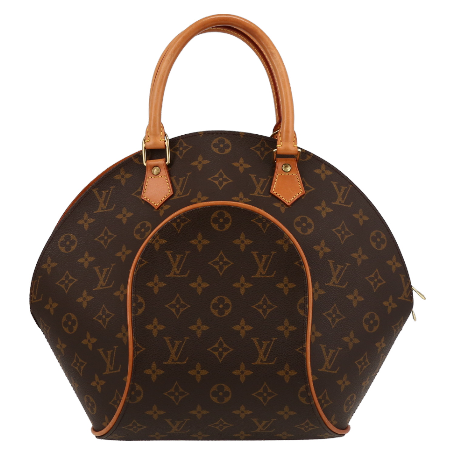 Sac à main Louis Vuitton  Ellipse grand modèle  en toile monogram marron et cuir naturel - Detail D7