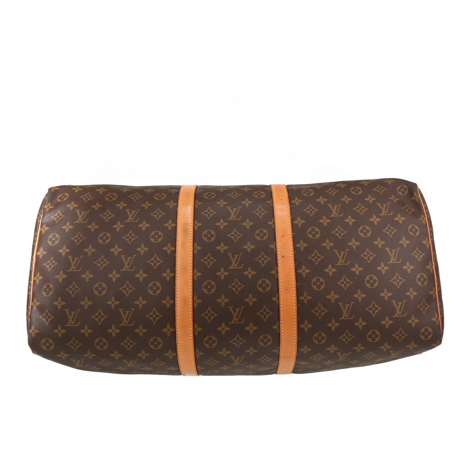 Borsa da viaggio Louis Vuitton  Keepall 60 in tela monogram marrone e pelle naturale - Detail D4