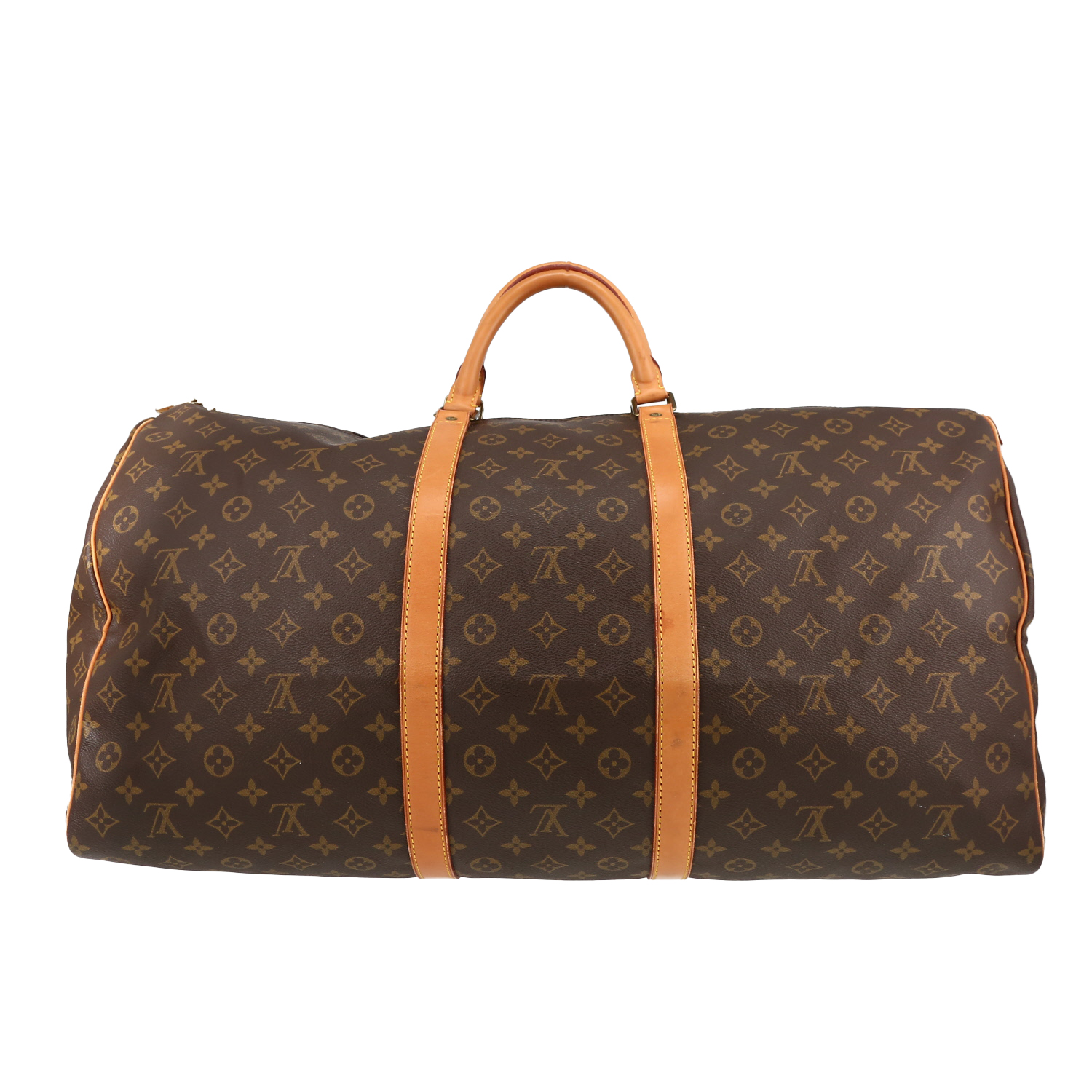 Louis Vuitton  Keepall 60 travel bag  in brown monogram canvas  and natural leather - Detail D7