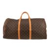 Bolsa de viaje Louis Vuitton  Keepall 60 en lona Monogram marrón y cuero natural - Detail D7 thumbnail