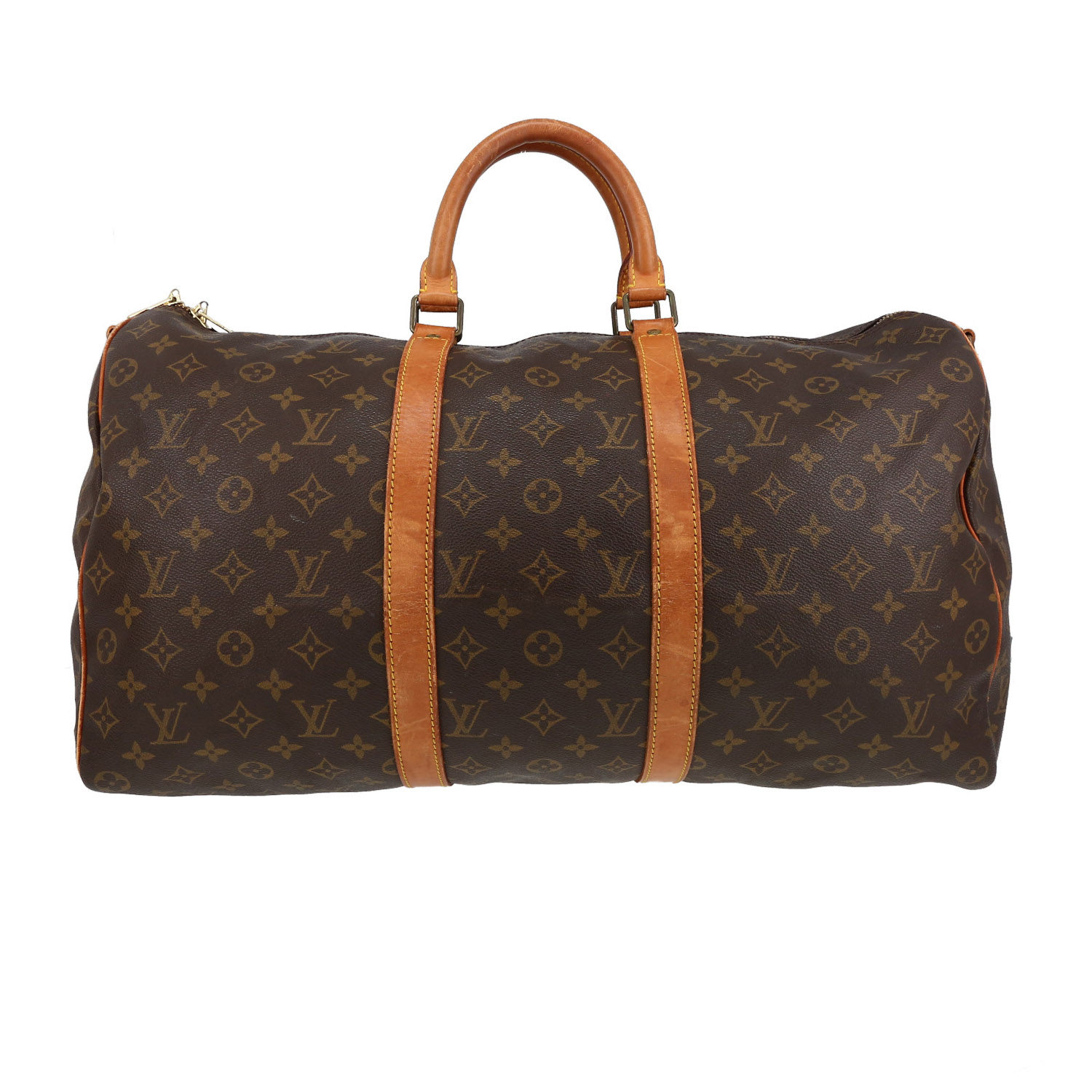 Louis Vuitton  Keepall 50 travel bag  in brown monogram canvas  and natural leather - Detail D2