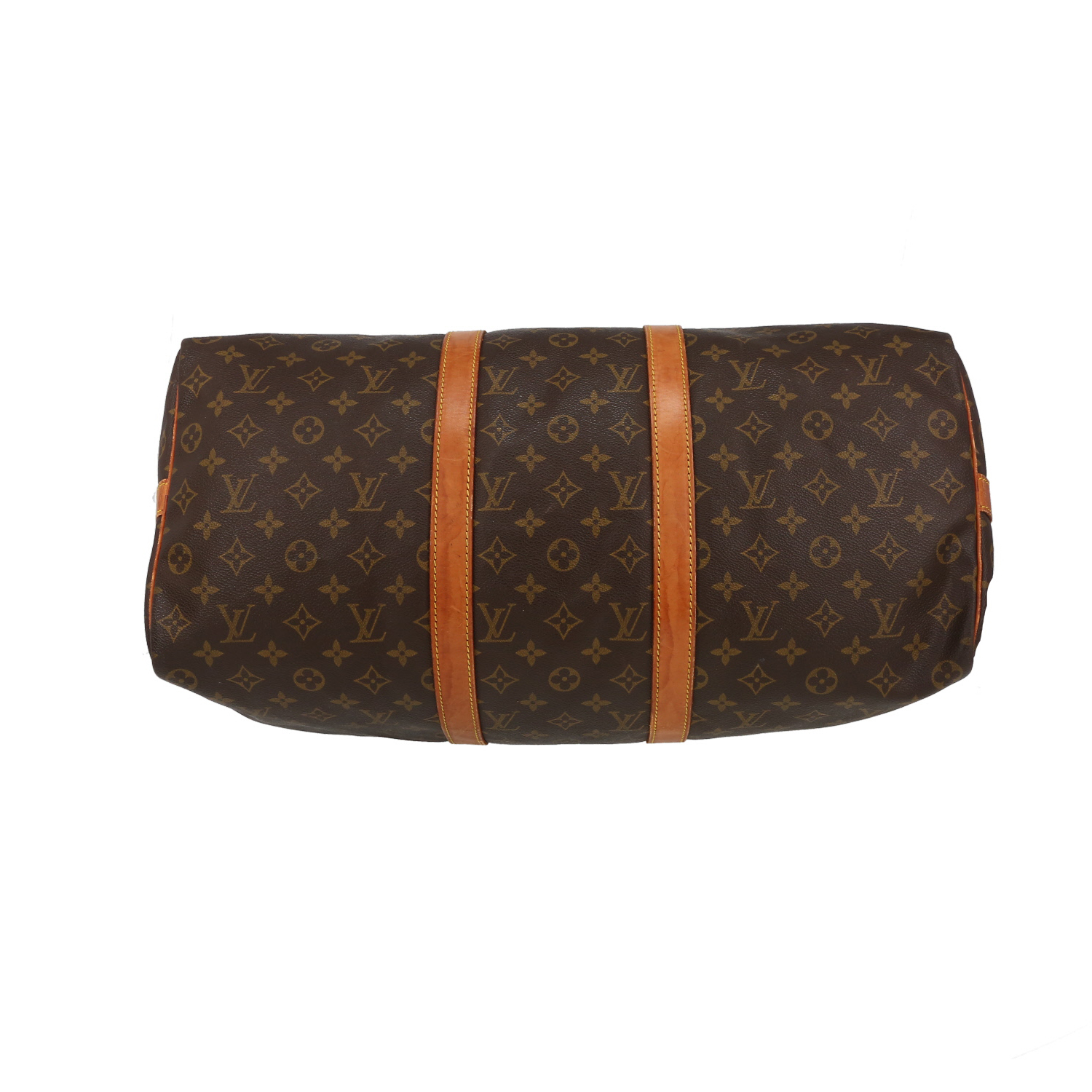 Louis Vuitton  Keepall 50 travel bag  in brown monogram canvas  and natural leather - Detail D4