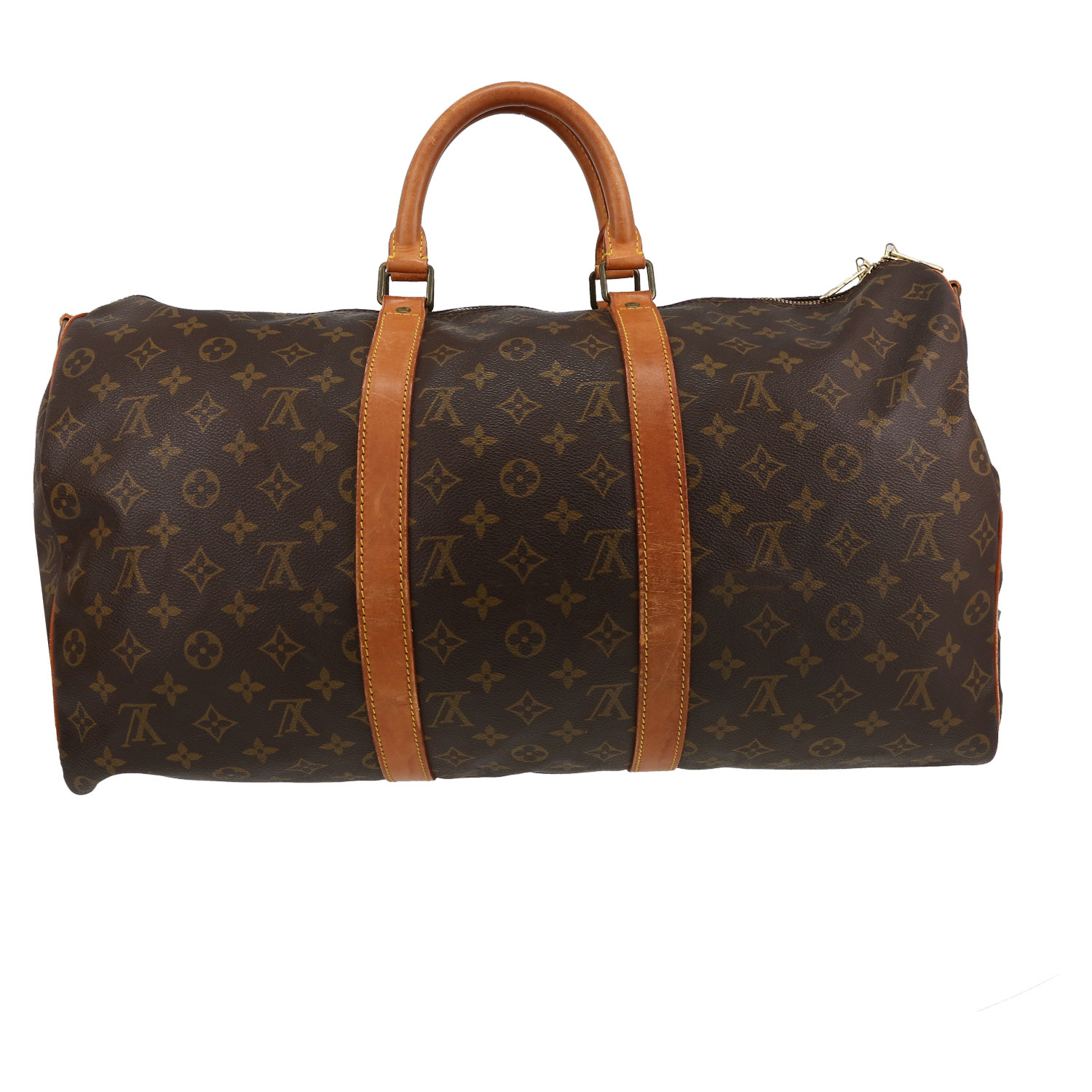 Louis Vuitton  Keepall 50 travel bag  in brown monogram canvas  and natural leather - Detail D7