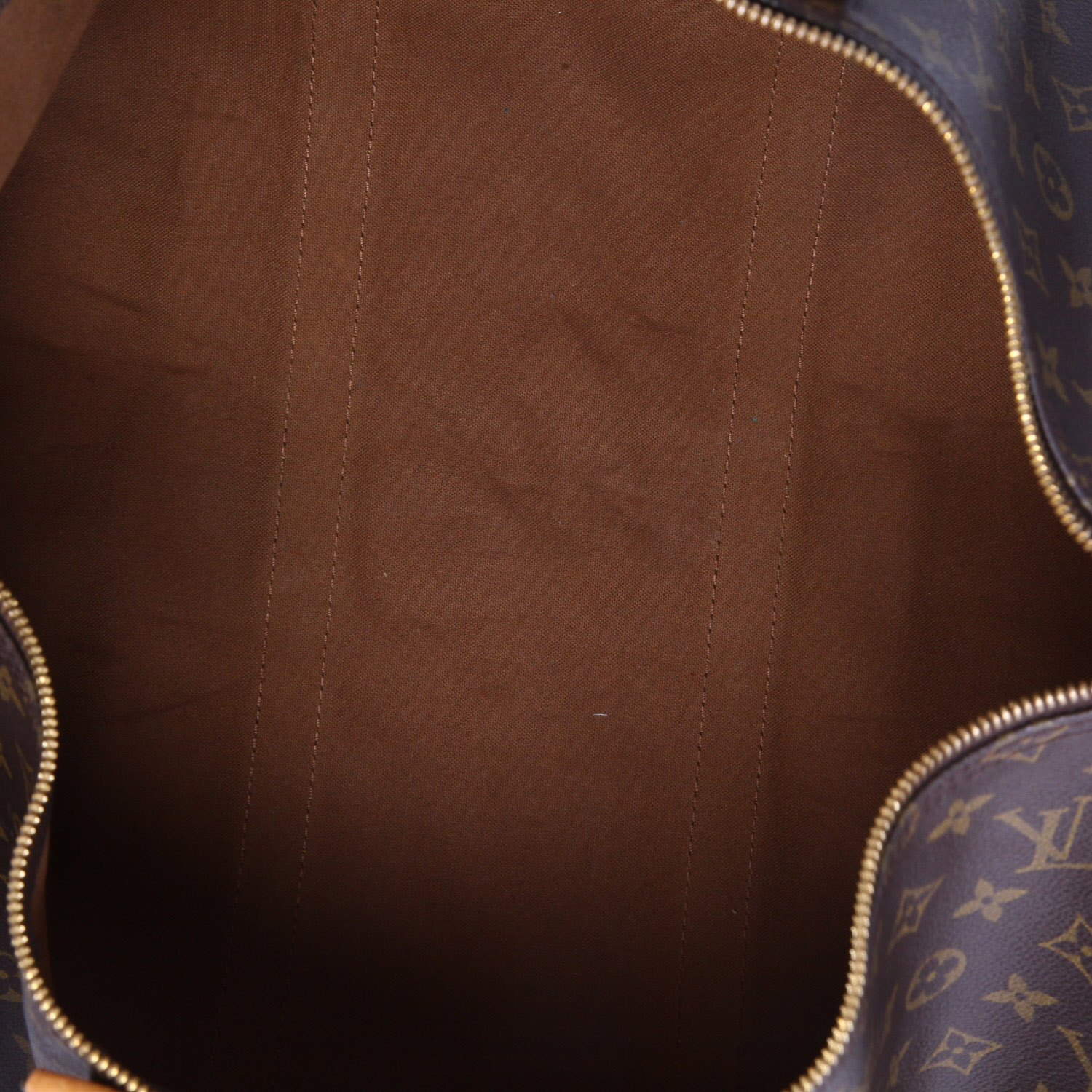 Sac de voyage Louis Vuitton  Keepall 50 en toile monogram marron et cuir naturel - Detail D8