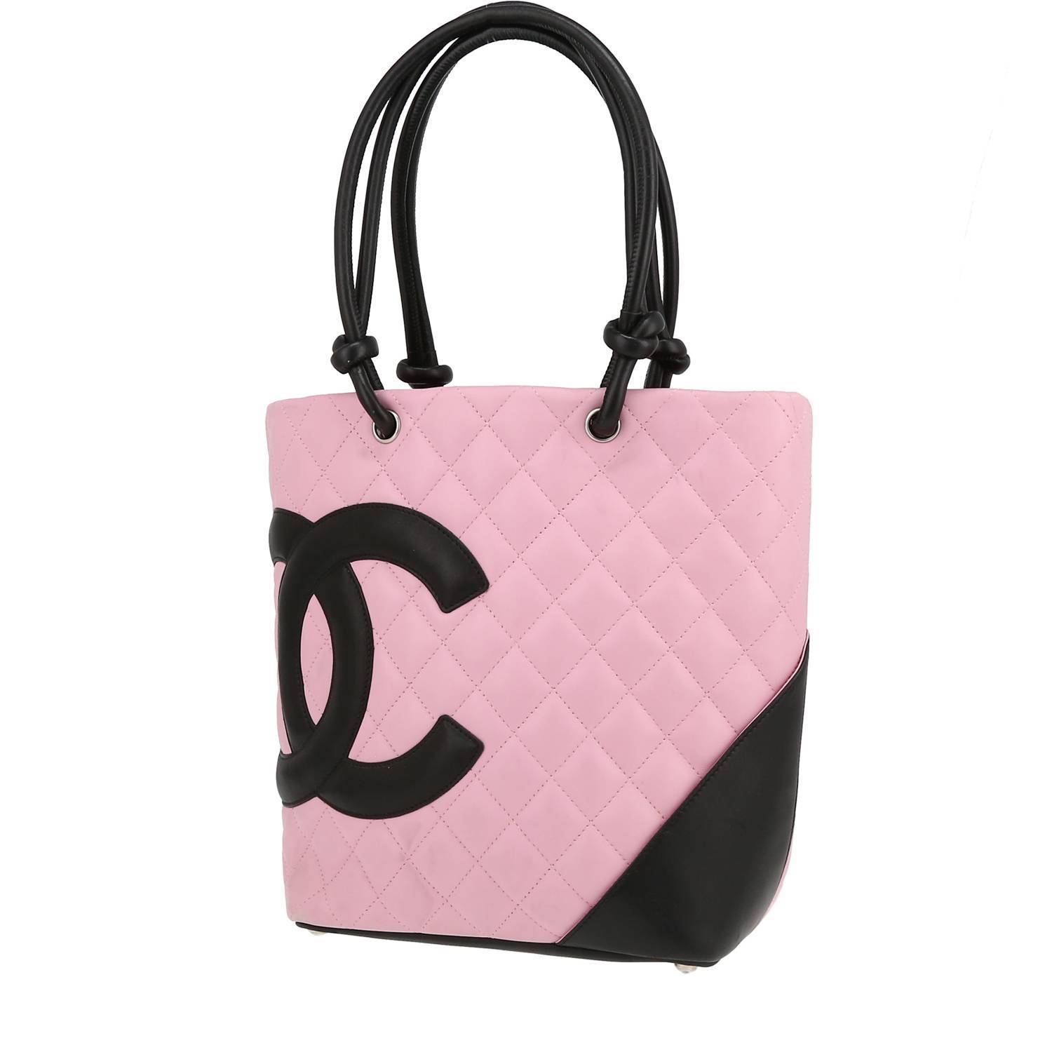 Chanel Cambon handbag in beige and black quilted leather