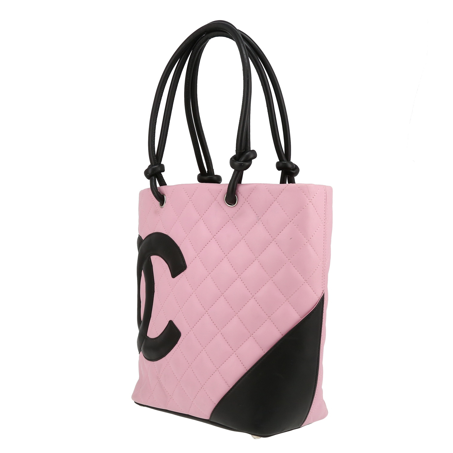 Bolso de mano Chanel  Cambon en cuero acolchado rosa y negro - Detail D3