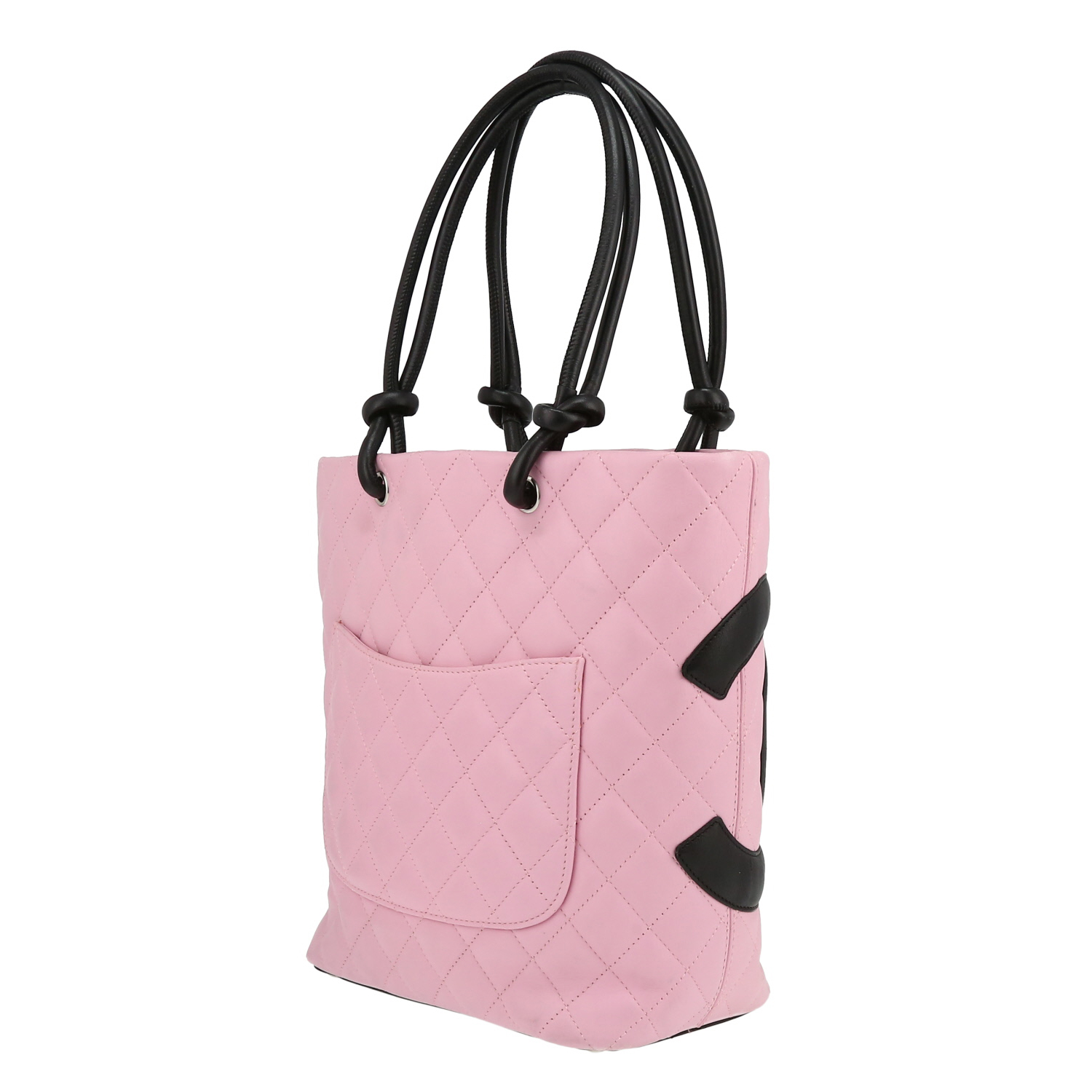 Borsa Chanel  Cambon in pelle trapuntata rosa e nera - Detail D5