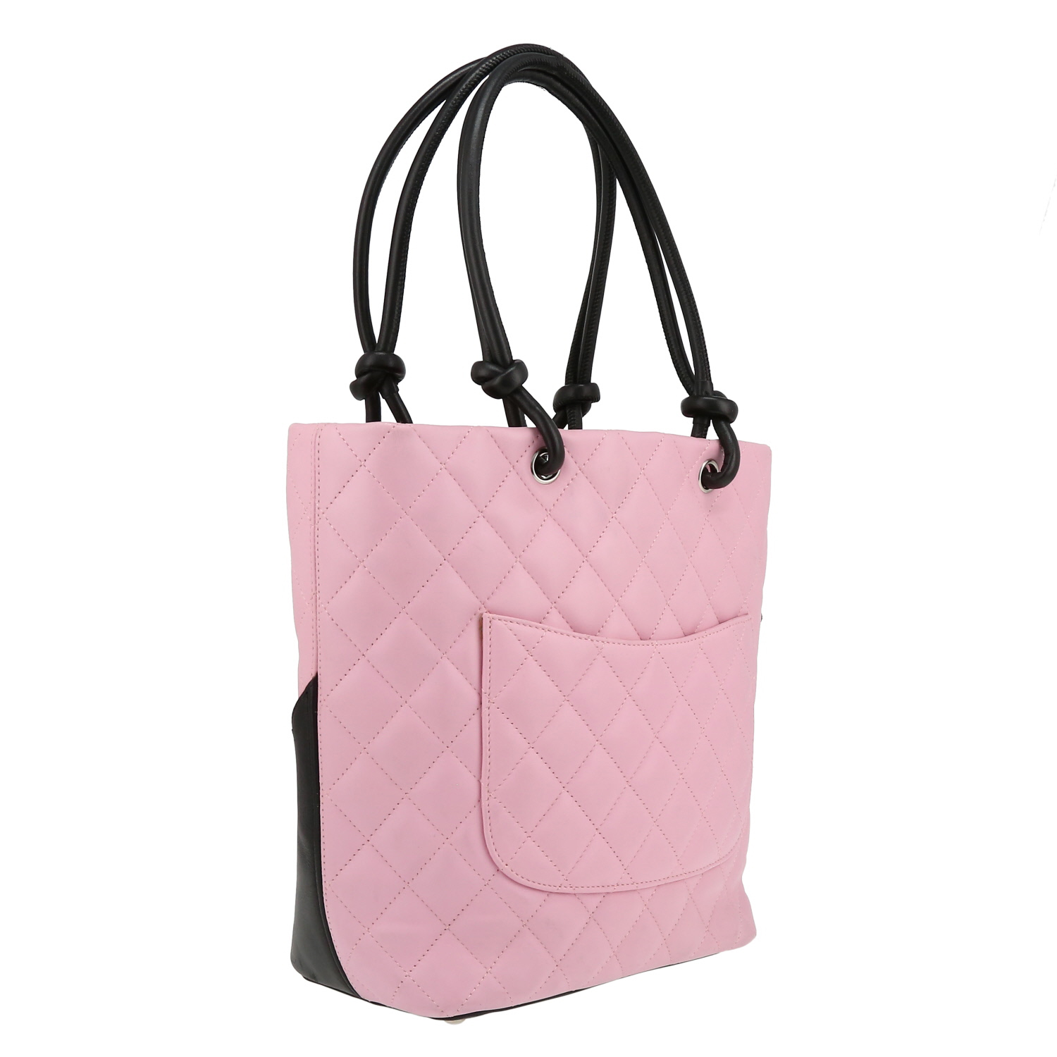 Bolso de mano Chanel  Cambon en cuero acolchado rosa y negro - Detail D6