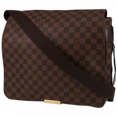 Louis Vuitton  Abbesses shoulder bag  in ebene damier canvas  and brown leather
