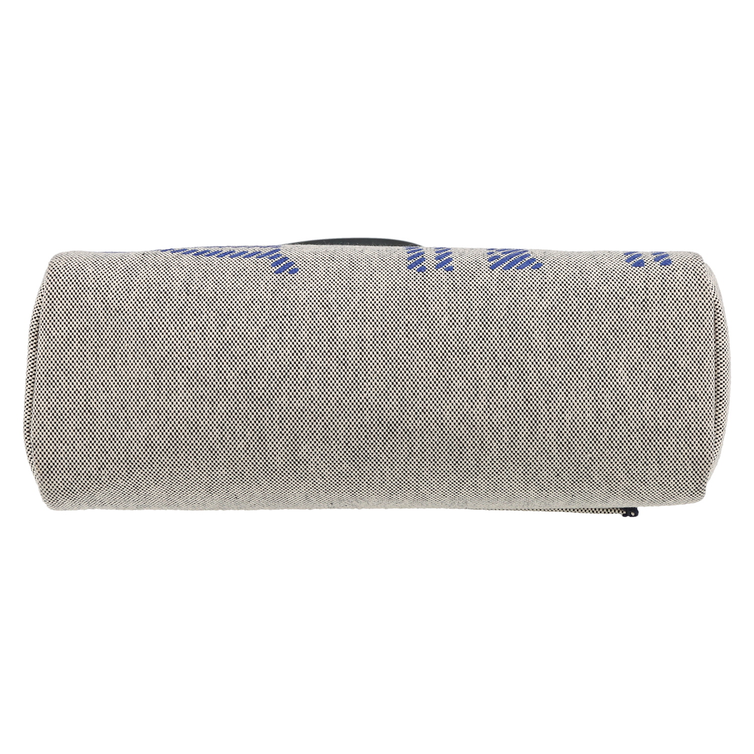 Sac porté épaule ou main Hermès  Herbag en toile grise et bleue et vache Hunter bleue - Detail D1