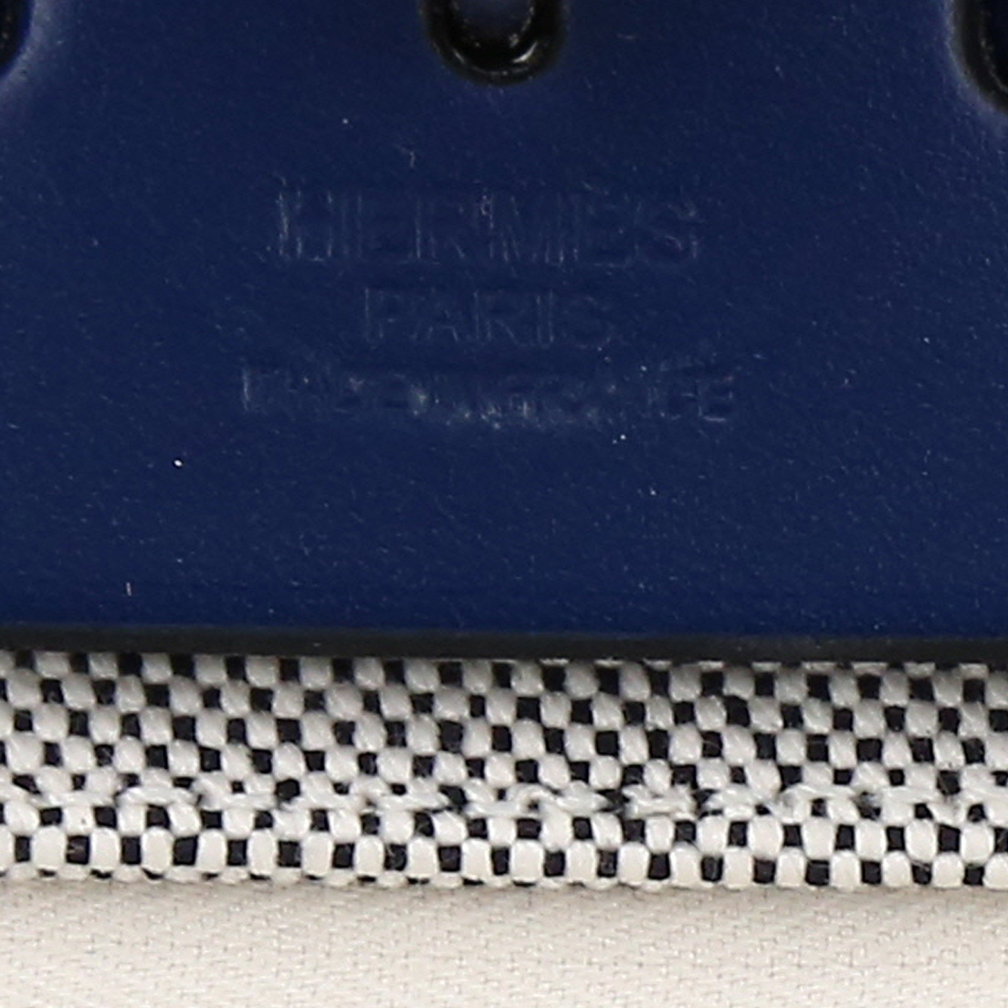 Borsa da spalla o a mano Hermès  Herbag in tela grigia e blu e mucca Hunter blu - Detail D2