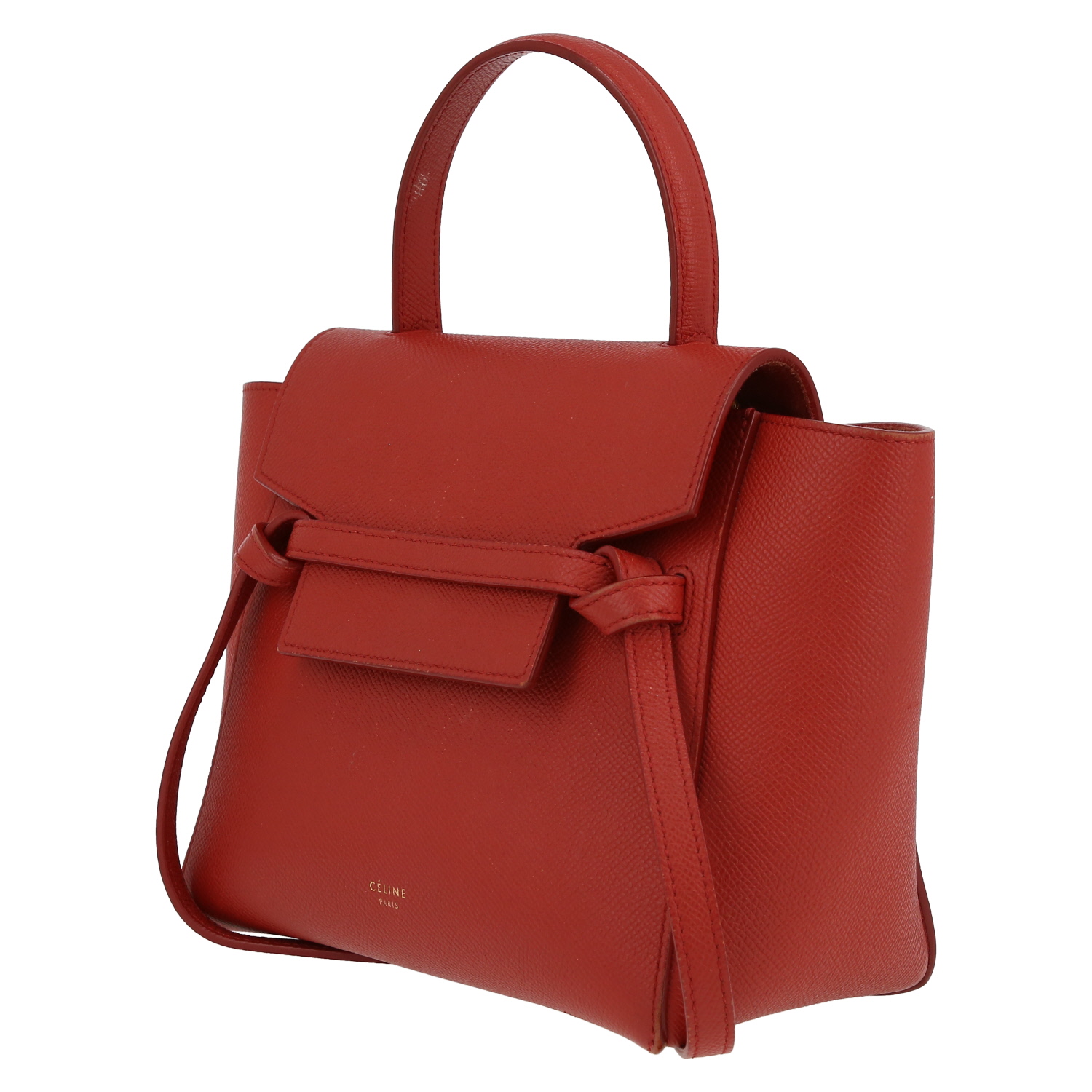 Borsa Celine  Belt nano  in pelle martellata rossa - Detail D3