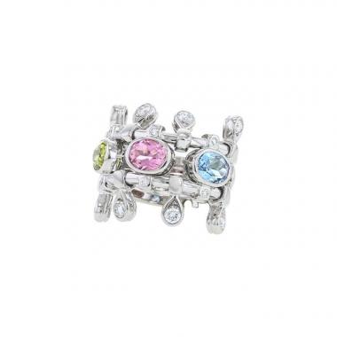 Sortija Dior Deux Epices de oro blanco, diamantes y piedras finas