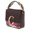 Chloé  C mini  shoulder bag  in purple Raisin, beige and pink grained leather - Detail D3 thumbnail
