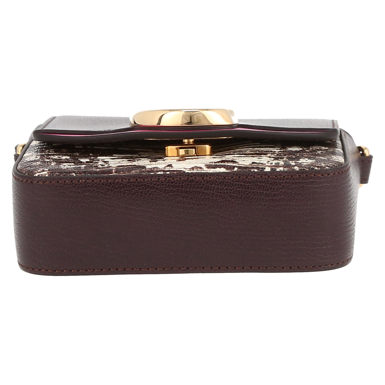 Bolso bandolera Chloé  C mini  en cuero granulado violeta Raisin beige y rosa - Detail D4