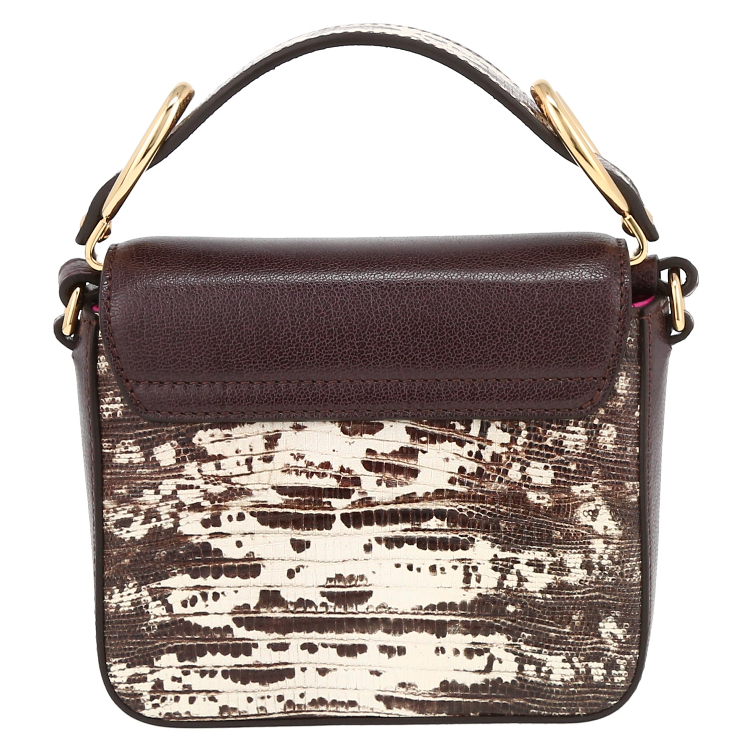 Borsa a tracolla Chloé C mini in pelle martellata viola Raisin beige e rosa - Detail D7