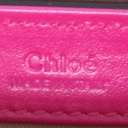 Bolso bandolera Chloé  C mini  en cuero granulado violeta Raisin beige y rosa - Detail D9