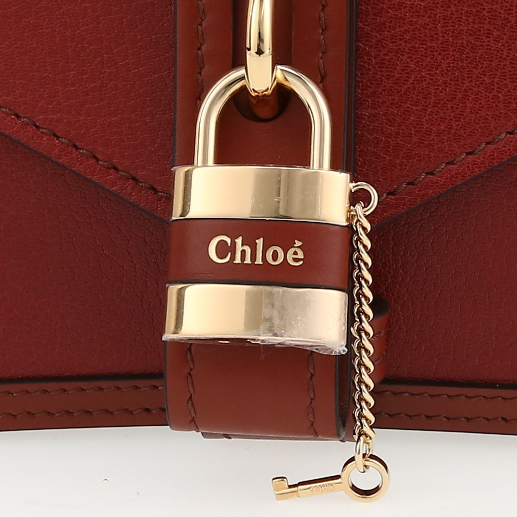 Chloé Aby mini handbag in brown leather - Detail D1