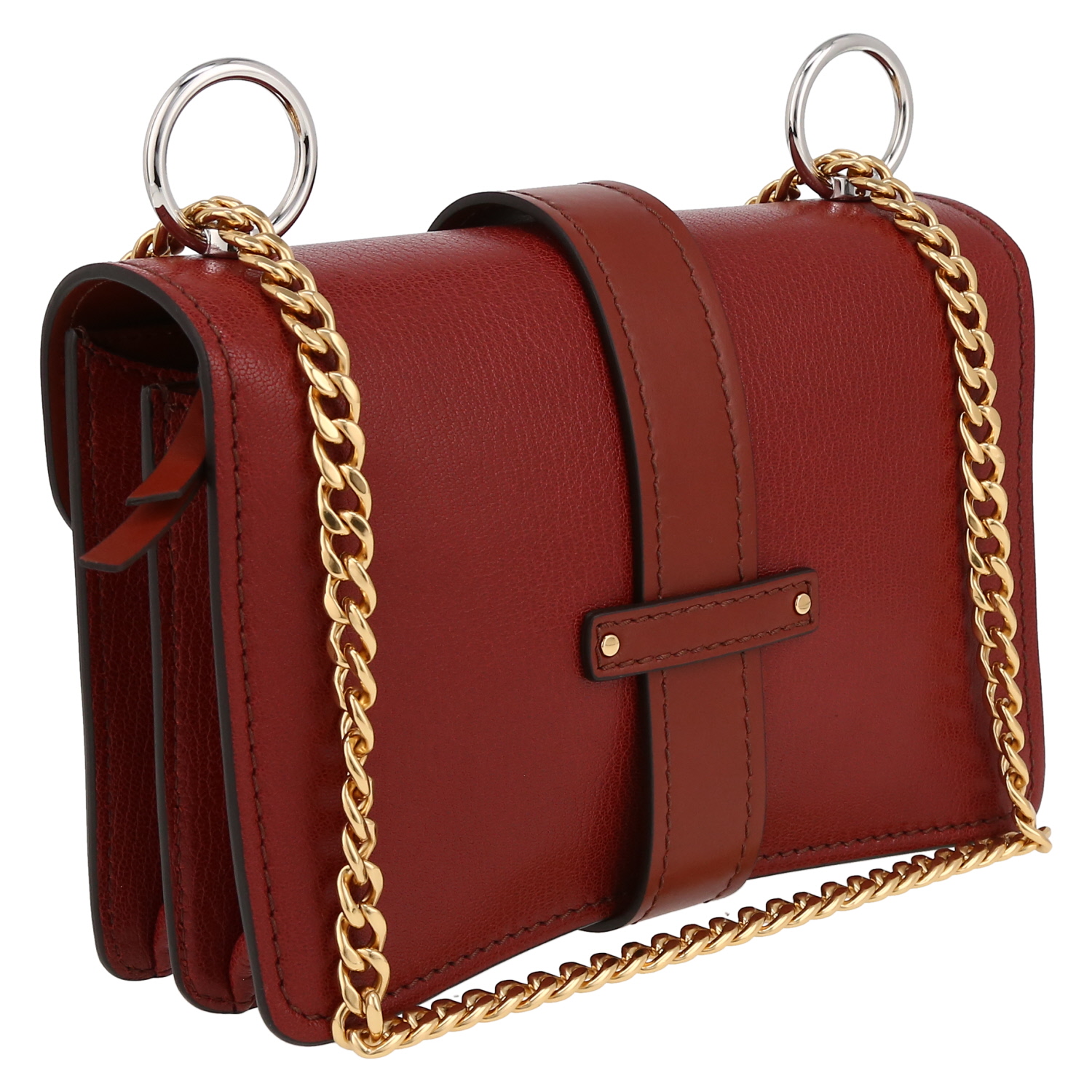 Chloé Aby mini handbag in brown leather - Detail D6