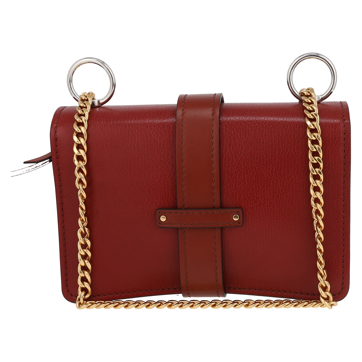 Chloé Aby mini handbag in brown leather - Detail D7