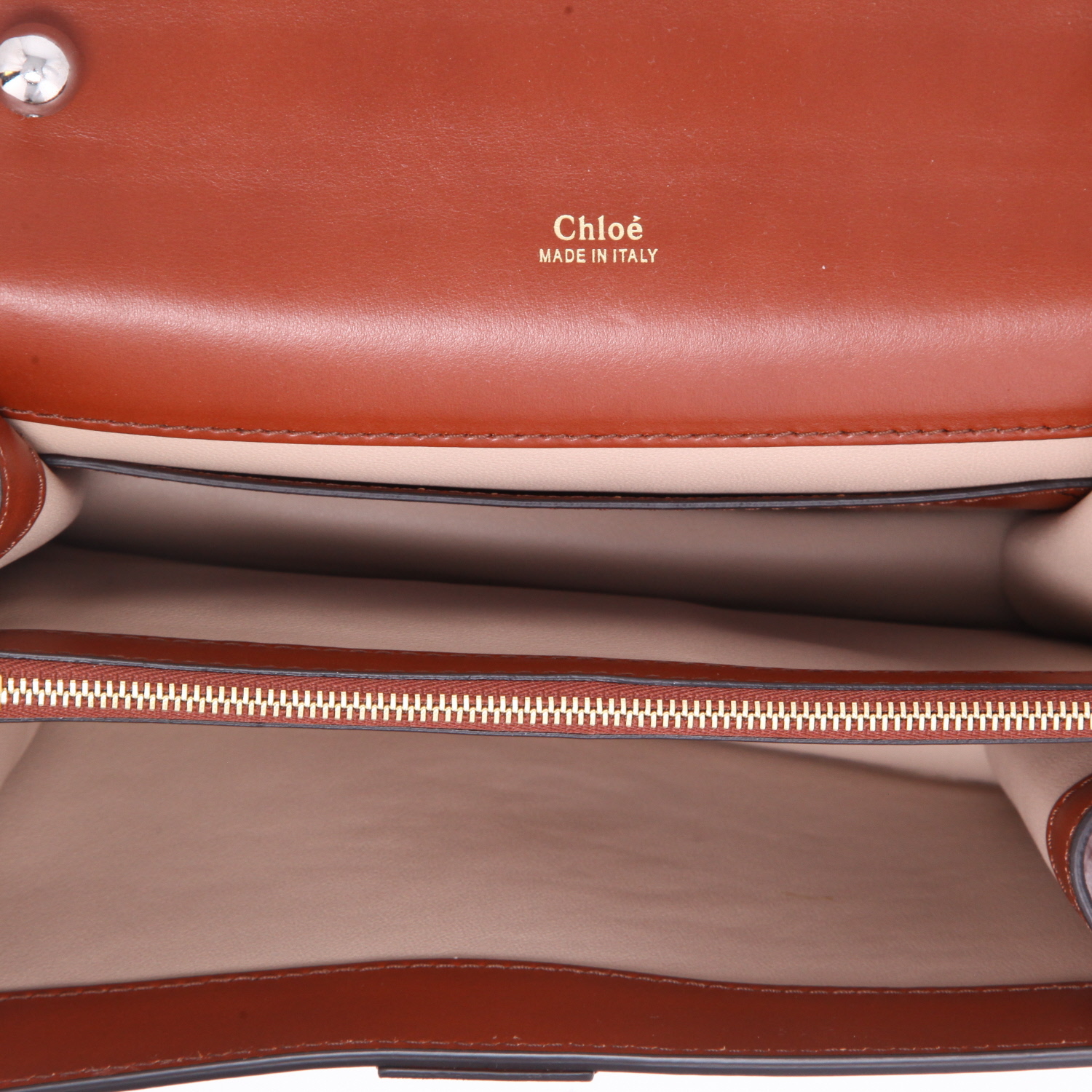 Chloé Aby mini handbag in brown leather - Detail D8