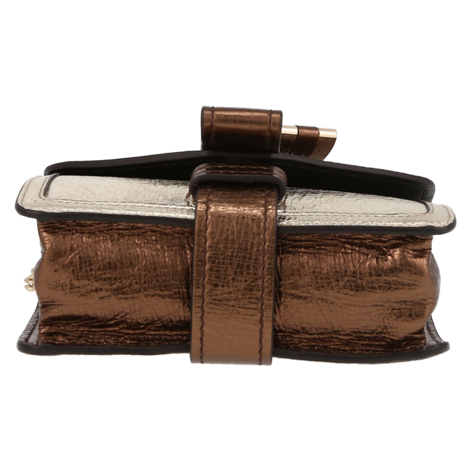 Chloé  Aby mini handbag  in gold, bronze and brown glittering leather - Detail D4