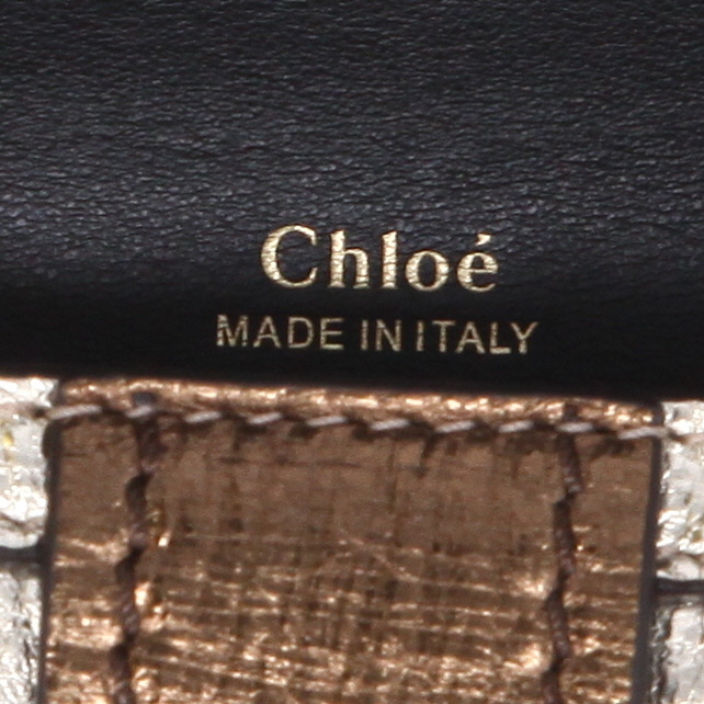 Chloé  Aby mini handbag  in gold, bronze and brown glittering leather - Detail D9