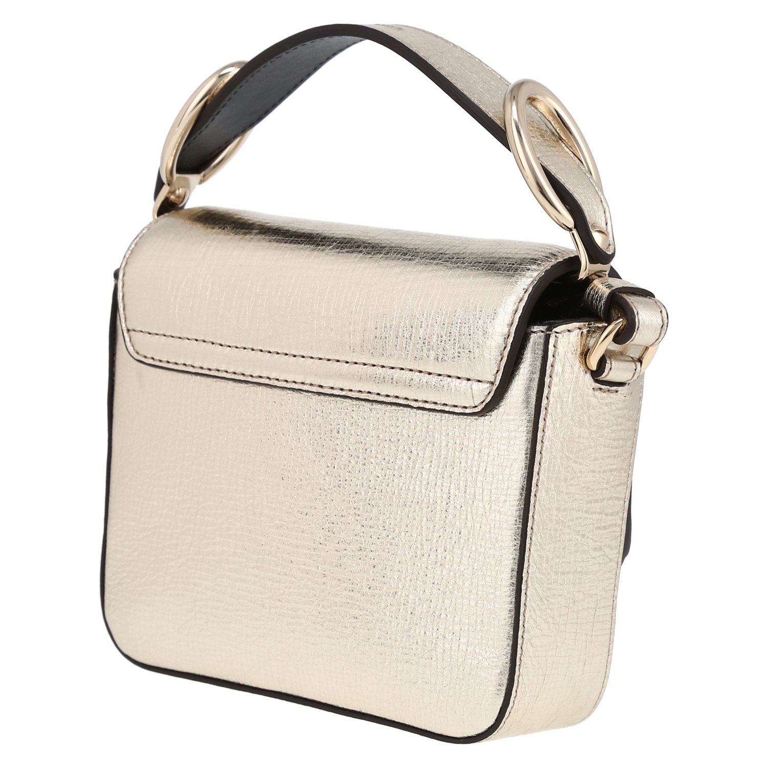Chloé C shoulder bag in gold grained leather - Detail D5